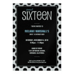 Sweet Sixteen Silver & Black | Party Invitations invitations