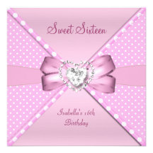 Sweet Sixteen Sweet 16 Birthday Party Pink Spot Custom Announcement