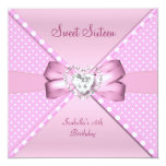 Sweet Sixteen Sweet 16 Birthday Party Pink Spot Custom Announcement
