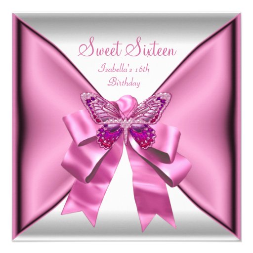 Sweet Sixteen Sweet 16 Birthday Party Pretty Pink Invitation