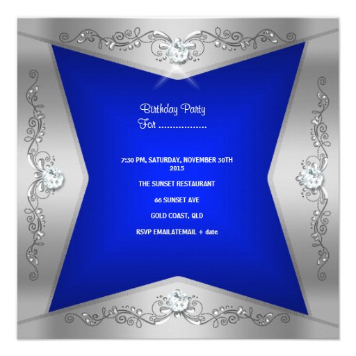 Sweet Sixteen Sweet 16 Blue Silver Tiara Custom Invitation