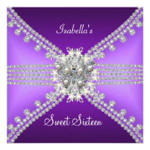Sweet Sixteen Sweet 16 Butterfly Purple Silver 3 Invite