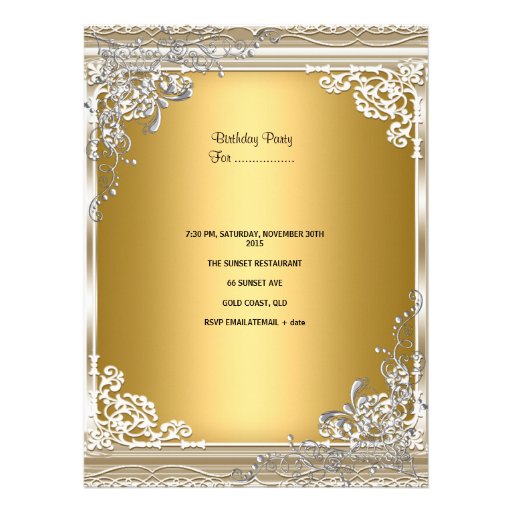 Sweet Sixteen Sweet 16 Gold White Silver Tiara Custom Announcements