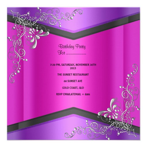 Sweet Sixteen Sweet 16 Hot Pink Purple Tiara Announcements