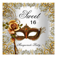 Sweet Sixteen Sweet 16 Masquerade Gold 2 Personalized Announcements