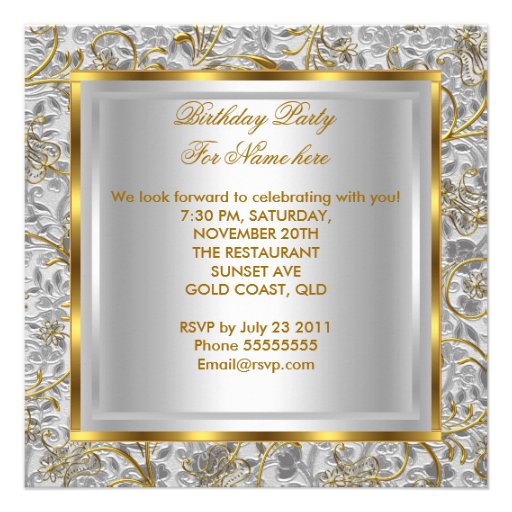 Sweet Sixteen Sweet 16 Party Gold Silver White Announcement