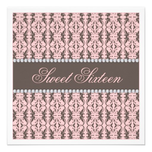 Sweet Sixteen Teal White Damask Lace Jewel Party 5 25x5 25 Square Paper