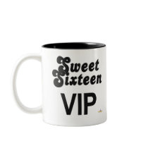 Sweet Sixteen VIP Black And Silver mugs by holidayhearth Sweet Sixteen VIP Black And Silver mugs