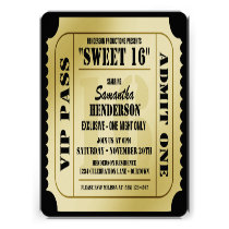 Sweet Sixteen VIP Ticket Style Party Invitations invitations