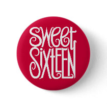 Sweet Sixteen white Button by floatinglemonstype Sweet Sixteen white Button