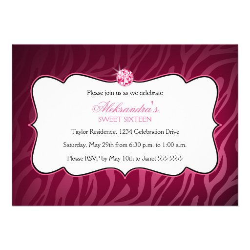 Sweet Sixteen With Bling Birthday Party Invitation