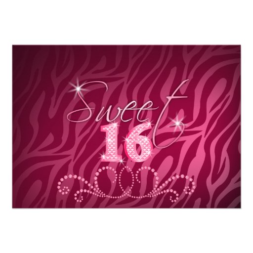 Sweet Sixteen With Bling Birthday Party Invitation