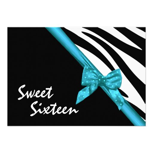 Sweet Sixteen Zebra and Ribbon Invites