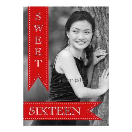 Sweet Sixteentbh Birthday Red Ribbons Cards