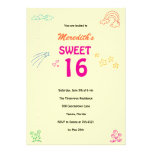 Sweet Sketch Sweet 16 Birthday Party Invitation invitations