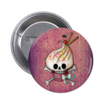 Sweet Skull Cupcake Button