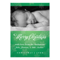 Sweet snowflake green holiday photo card invitations