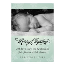 Sweet snowflake mint holiday photo card invitations