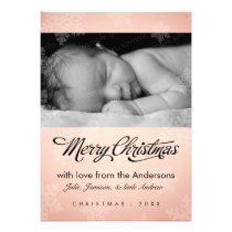 Sweet snowflake pale peach holiday photo card invitations