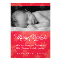 Sweet snowflake red holiday photo card invitations