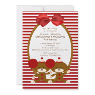Sweet Sock Monkeys TWINS Birthday Invitation invitation