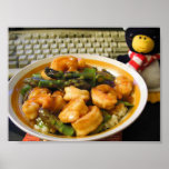 Sweet Sour Shrimp Pea Pods Asparagus Food Dinner Poster