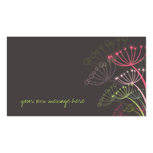 Sweet Spring Pink Dandelions Flowers Businesscard Business Card Template (back side)