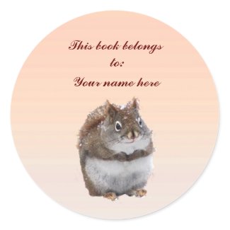 Sweet Squirrel Bookplate Round Stickers