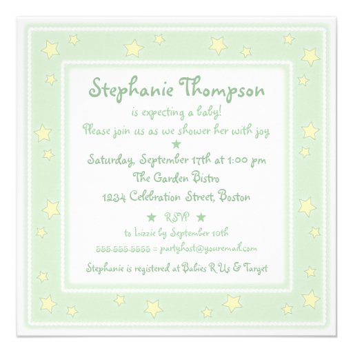 Sweet Stars Mint Baby Shower Invitation