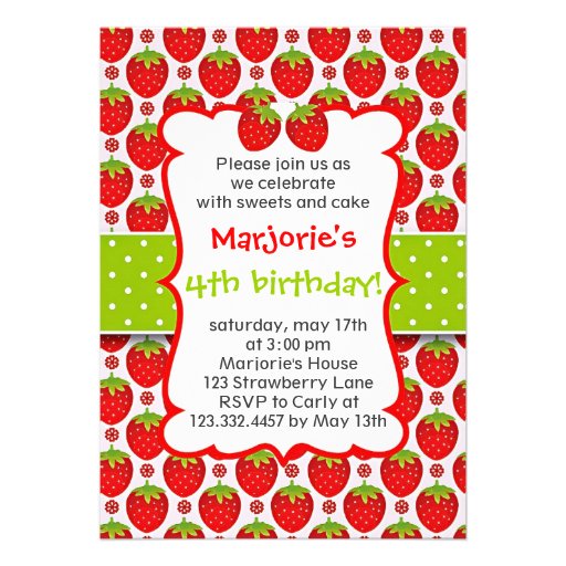 Sweet Strawberry Birthday Party Invitation
