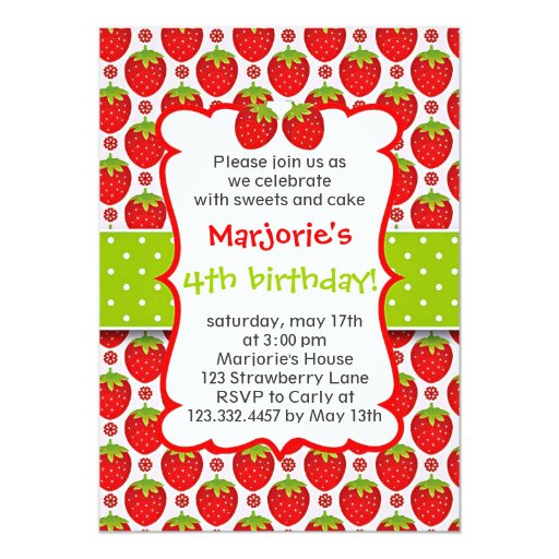 Sweet Strawberry Birthday Party Invitation Zazzle