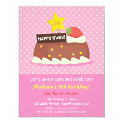 Sweet Strawberry Chocolate Cake Birthday Party Personalized Invite