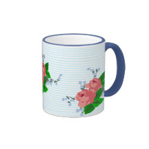 Sweet Stripes and Roses Coffee Mugs