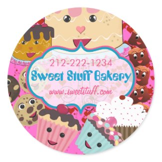Sweet Stuff Candy Cake Cookies and Cupcake Sticker zazzle_sticker