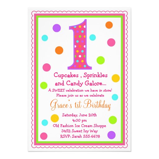Sweet Surprise 1st  Birthday Invitation