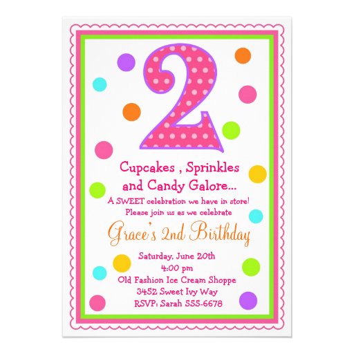 Sweet Surprise 2nd  Birthday Invitation