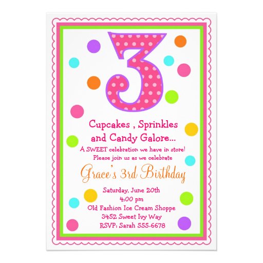 Sweet Surprise 3rd  Birthday Invitation