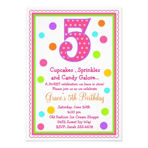 Sweet Surprise 5th Birthday Invitation