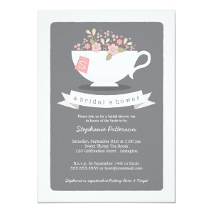 Sweet Teacup Pink Floral Bridal Shower Invitation