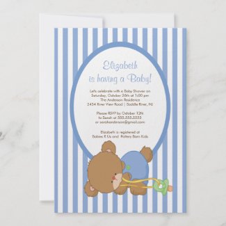 Sweet Teddy Bear Baby Shower Invitation Blue invitation