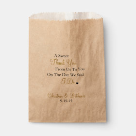Sweet Thank You Personalized Black & Gold Wedding Favor Bag