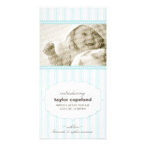 Sweet Ticking Stripe Birth Announcement Photo Card