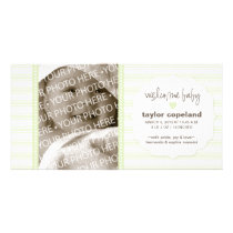 Sweet Ticking Stripe Birth Announcement Photo Card