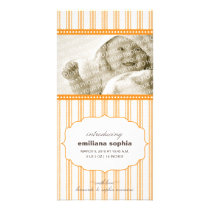 Sweet Ticking Stripe Birth Announcement Photo Card