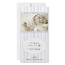 Sweet Ticking Stripe Birth Announcement Photo Card photo cards