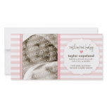 Sweet Ticking Stripe Birth Announcement Photo Card