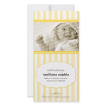 Sweet Ticking Stripe Birth Announcement Photo Card photo cards