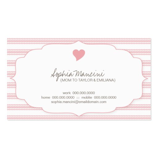 Sweet Ticking Stripes (pink2) Mommy Business Cards
