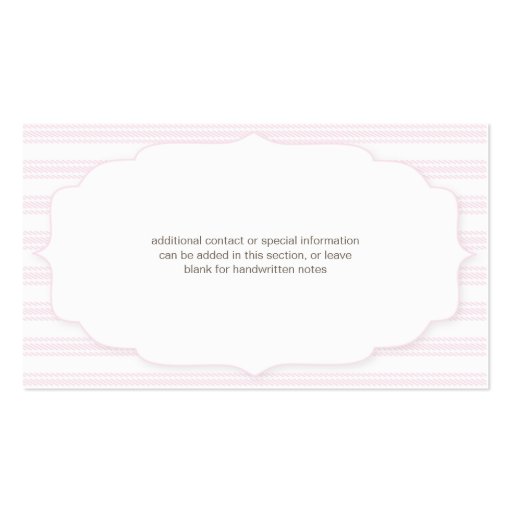 Sweet Ticking Stripes (pink) Mommy Business Cards (back side)