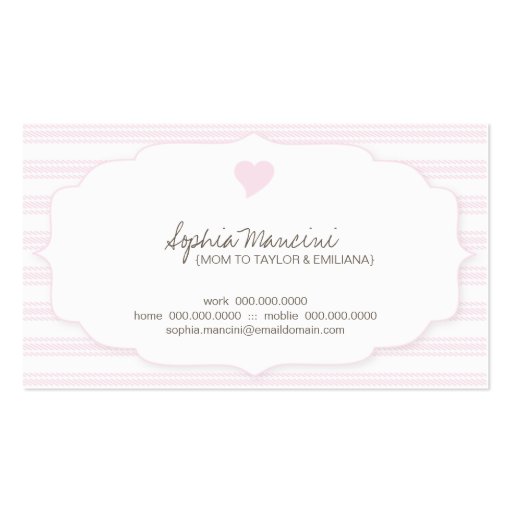 Sweet Ticking Stripes (pink) Mommy Business Cards (front side)
